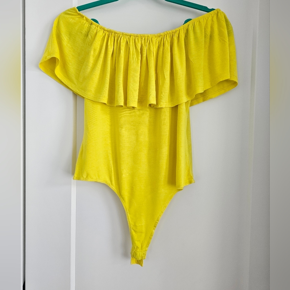 Lemon Yellow Off the Shoulder Bodysuit